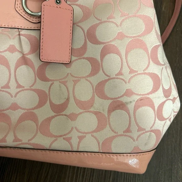 COACH ASHLEY PEONY PINK SIGNATURE CARRYALL HANDBAG SHOULDER BAG PURSE - Picture 6 of 16